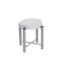 Gymnastikhocker Pro, Rundhocker mit Verstärkung und 7 cm Komfort-Polsterung 45 cm | Silber | Weiß