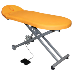 Gebrauchtliege 2-tlg, elektrisch, neue Polsterung apricot 