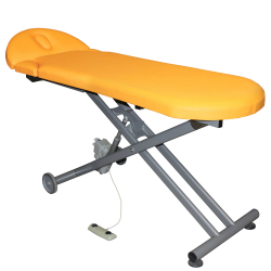 Gebrauchtliege 2-tlg, elektrisch, neue Polsterung apricot 