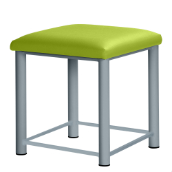 Therapiehocker eckig mit Verstärkung 45 cm | Silber | Grasgrün