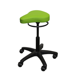 Sattelsitzhocker mit Ringauslösung grasgrün | Premium-Rollen für harte Böden