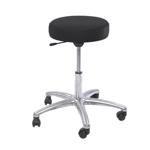 Polsterhocker mit Aluminium-Fußkreuz (45-60 cm) Schwarz