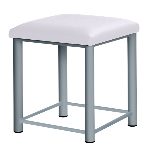 Therapiehocker eckig mit Verstärkung 50 cm | Silber | Weiß
