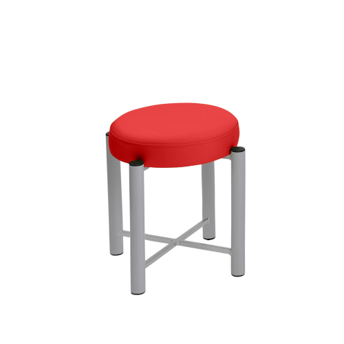 Gymnastikhocker Pro, Rundhocker mit Verstärkung und 7 cm Komfort-Polsterung 45 cm | Silber | Kirsch