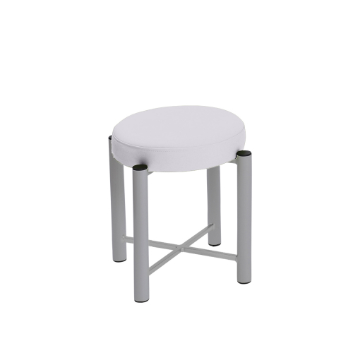Gymnastikhocker Pro, Rundhocker mit Verstärkung und 7 cm Komfort-Polsterung 45 cm | Silber | Weiß