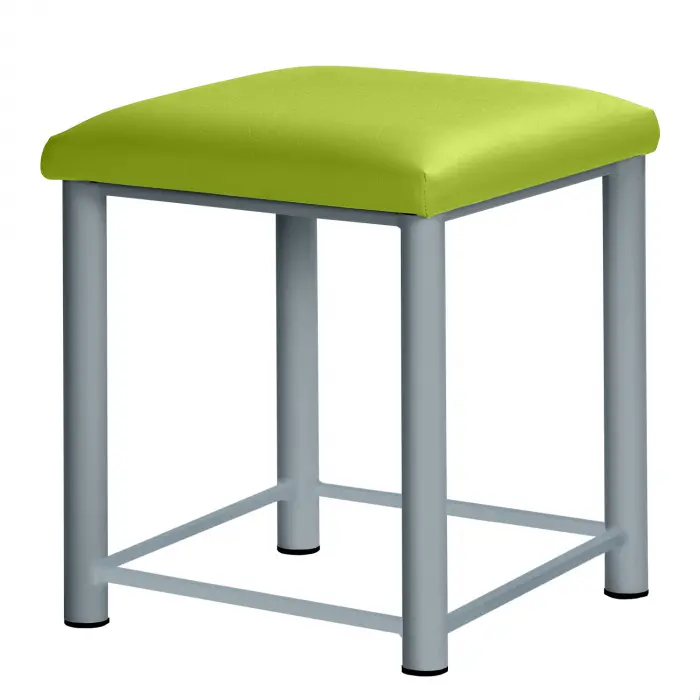 Therapiehocker eckig mit Verstärkung 50 cm | Silber | Grasgrün