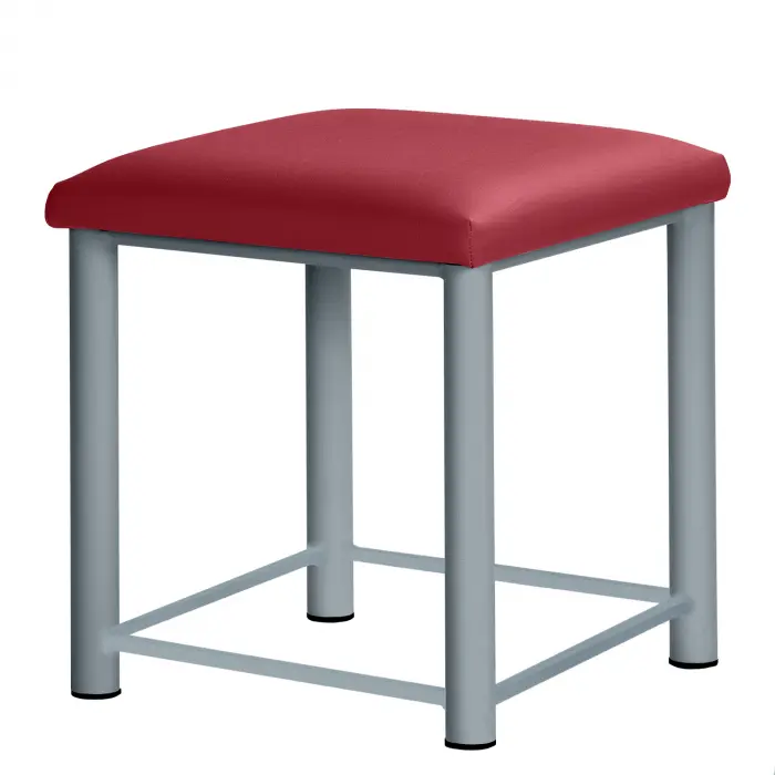 Therapiehocker eckig mit Verstärkung 45 cm | Silber | Bordeaux