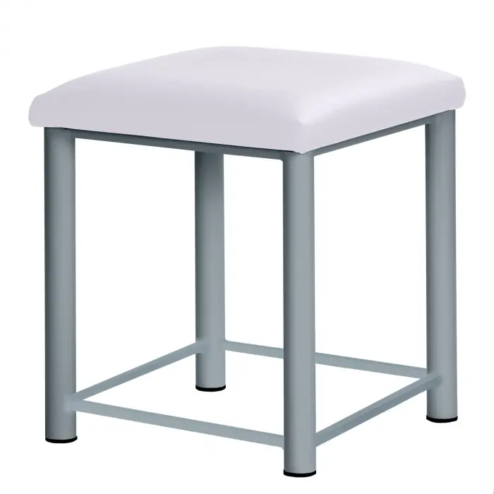 Therapiehocker eckig mit Verstärkung 50 cm | Silber | Weiß