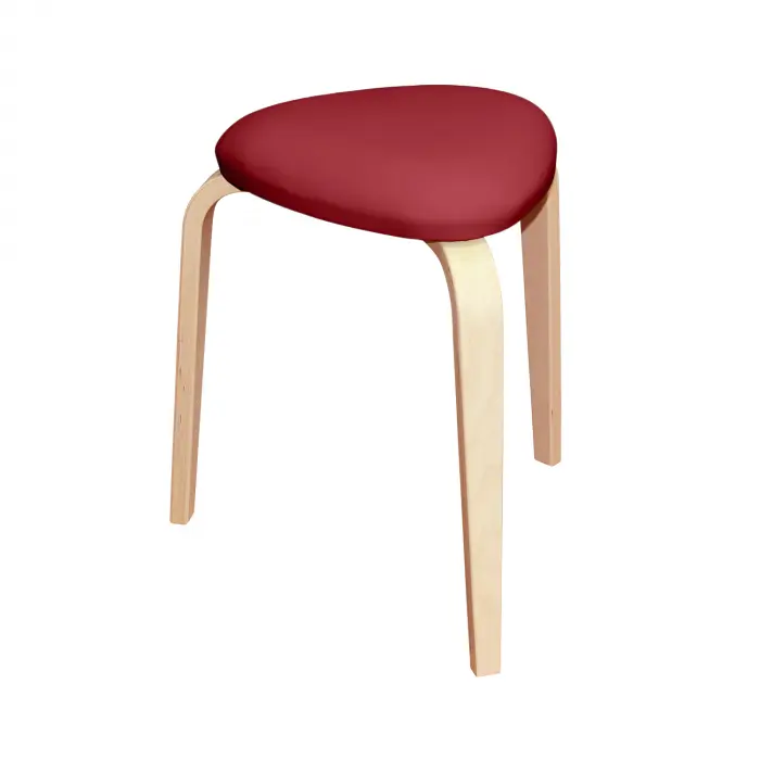 Hocker aus Holz mit Polsterung, Sitzhöhe: 45 cm birke | bordeaux