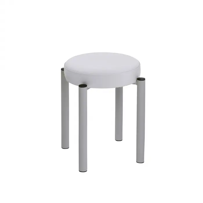 Gymnastikhocker rund mit 7cm Komfort-Polsterung 50 cm | Silber | Weiß