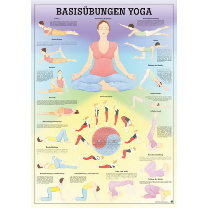 Yoga - Basisübungen Yoga-Basisübungen | Lehrtafel 70 x 100 cm | unlaminiert