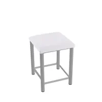 Therapiehocker eckig mit Verstärkung 50 cm | Silber | Weiß