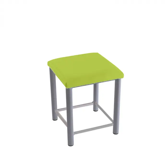 Therapiehocker eckig mit Verstärkung 45 cm | Silber | Grasgrün