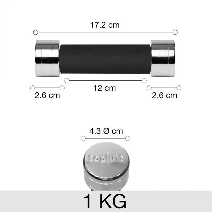 top | vit® chrom.dumbbell 1,0 kg | Stück