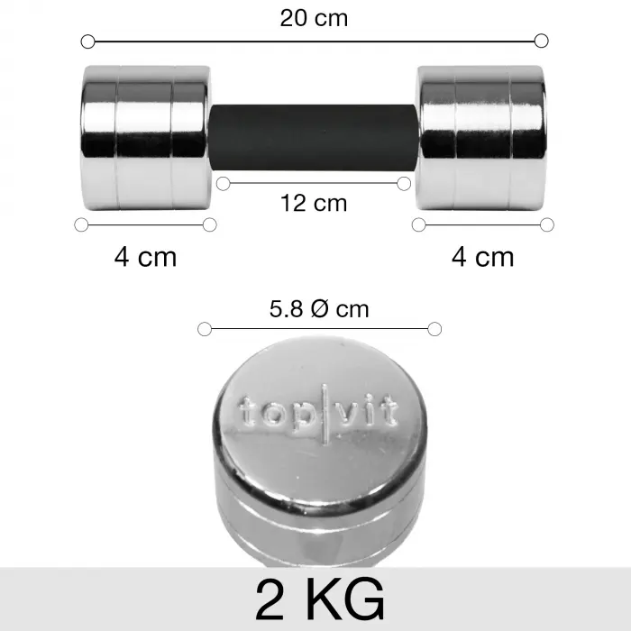 top | vit® chrom.dumbbell 2,0 kg | Stück
