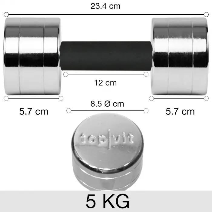 top | vit® chrom.dumbbell 5,0 kg | Stück