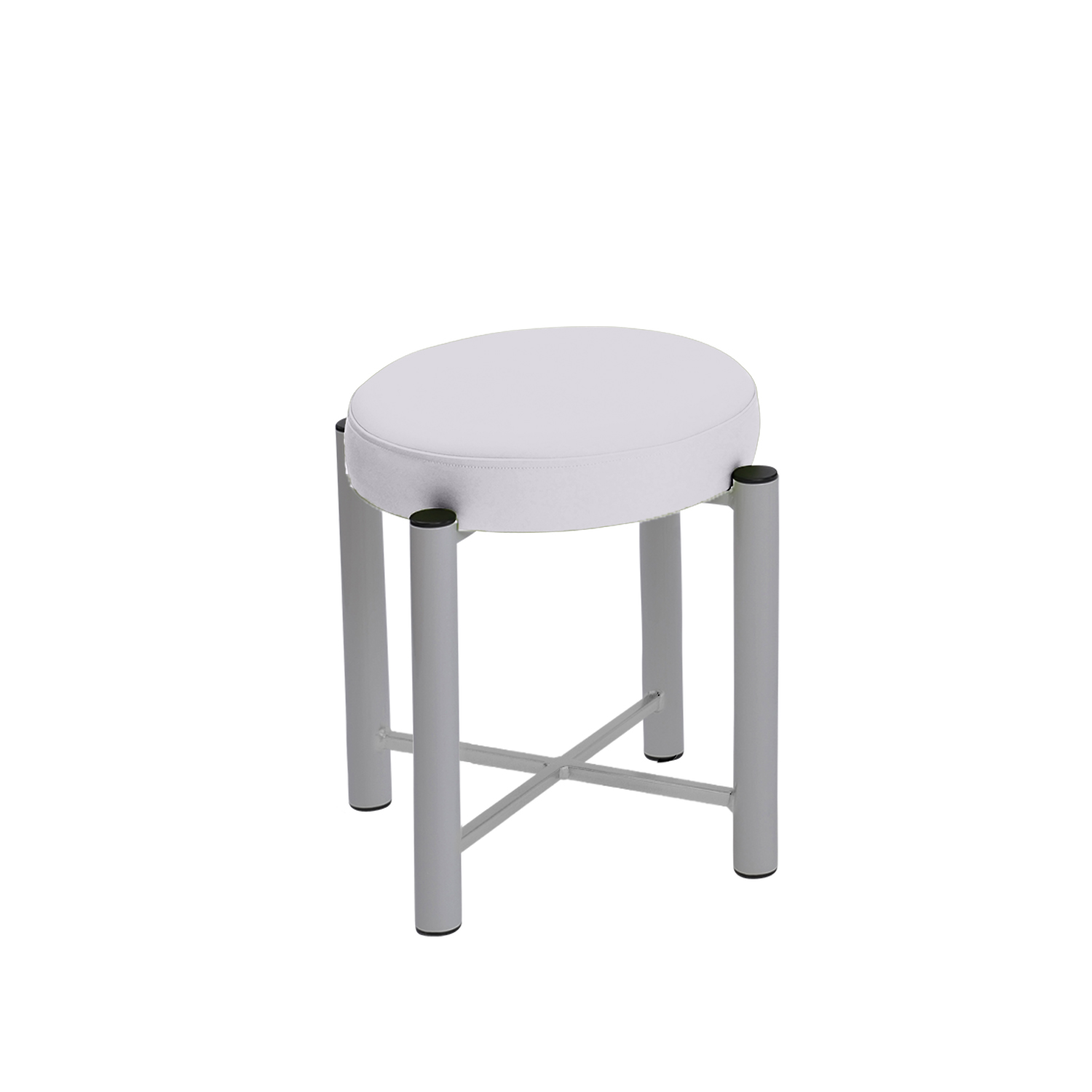 Gymnastikhocker Pro, Rundhocker mit Verstärkung und 7 cm Komfort-Polsterung 45 cm | Silber | Weiß