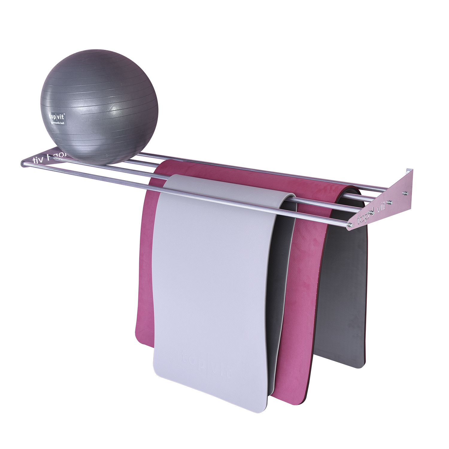 top | vit® Wandhalterung, ca. 180 cm 4 Ablagestangen | silber