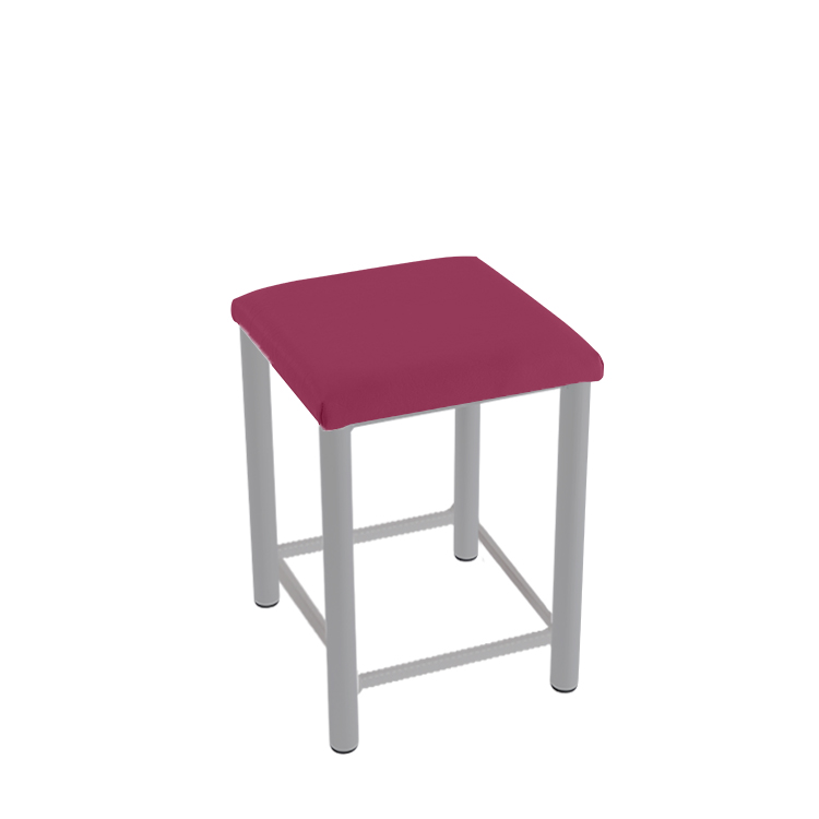 Therapiehocker eckig mit Verstärkung 55 cm | Silber | Beere