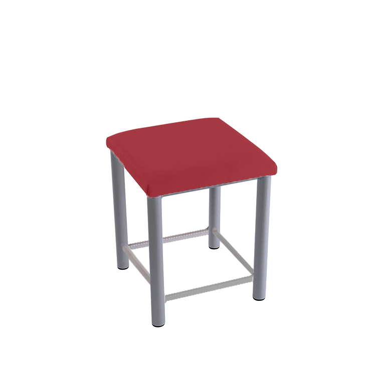 Therapiehocker eckig mit Verstärkung 45 cm | Silber | Bordeaux