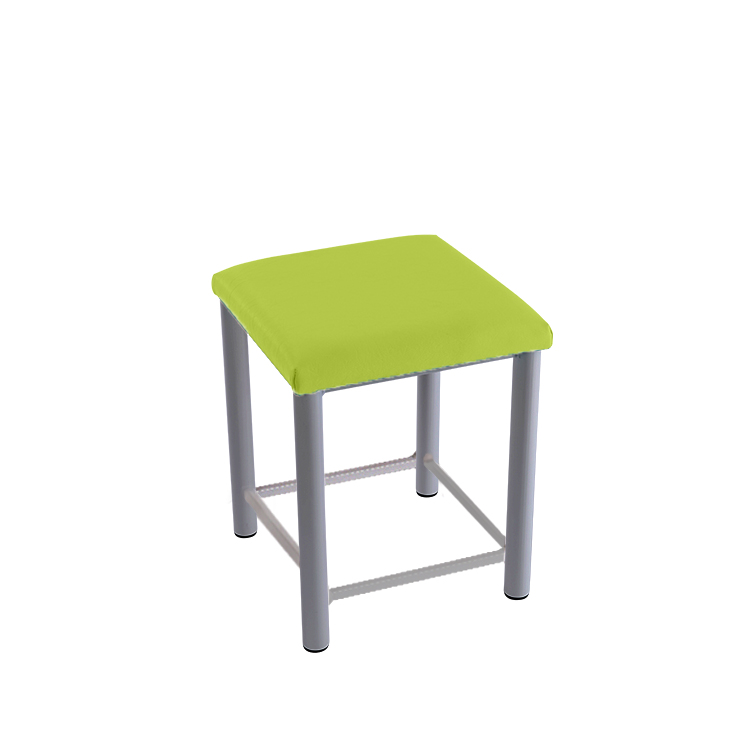 Therapiehocker eckig mit Verstärkung 45 cm | Silber | Grasgrün