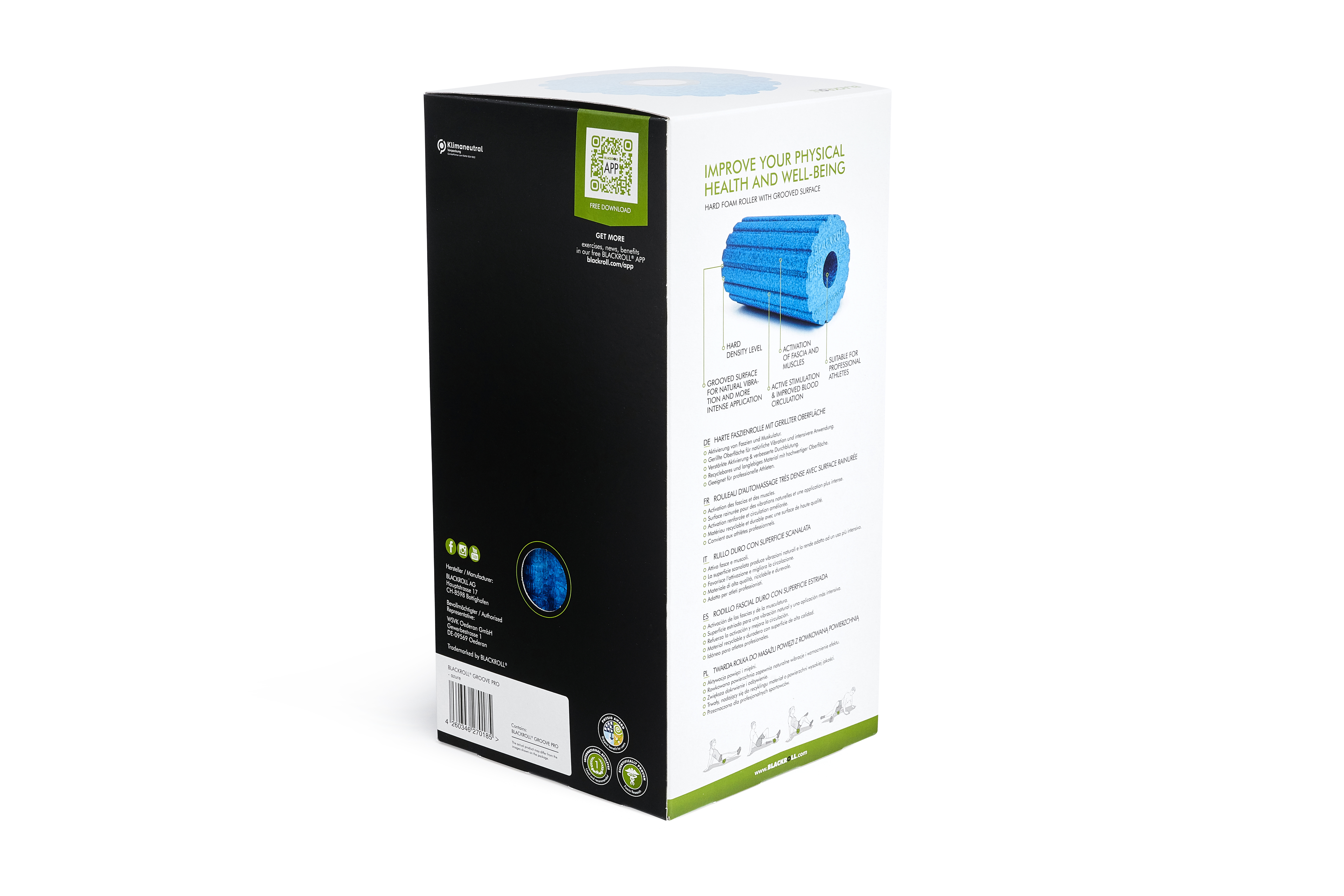 BLACKROLL® GROOVE PRO, ca. 30 x Ø 15 cm azur