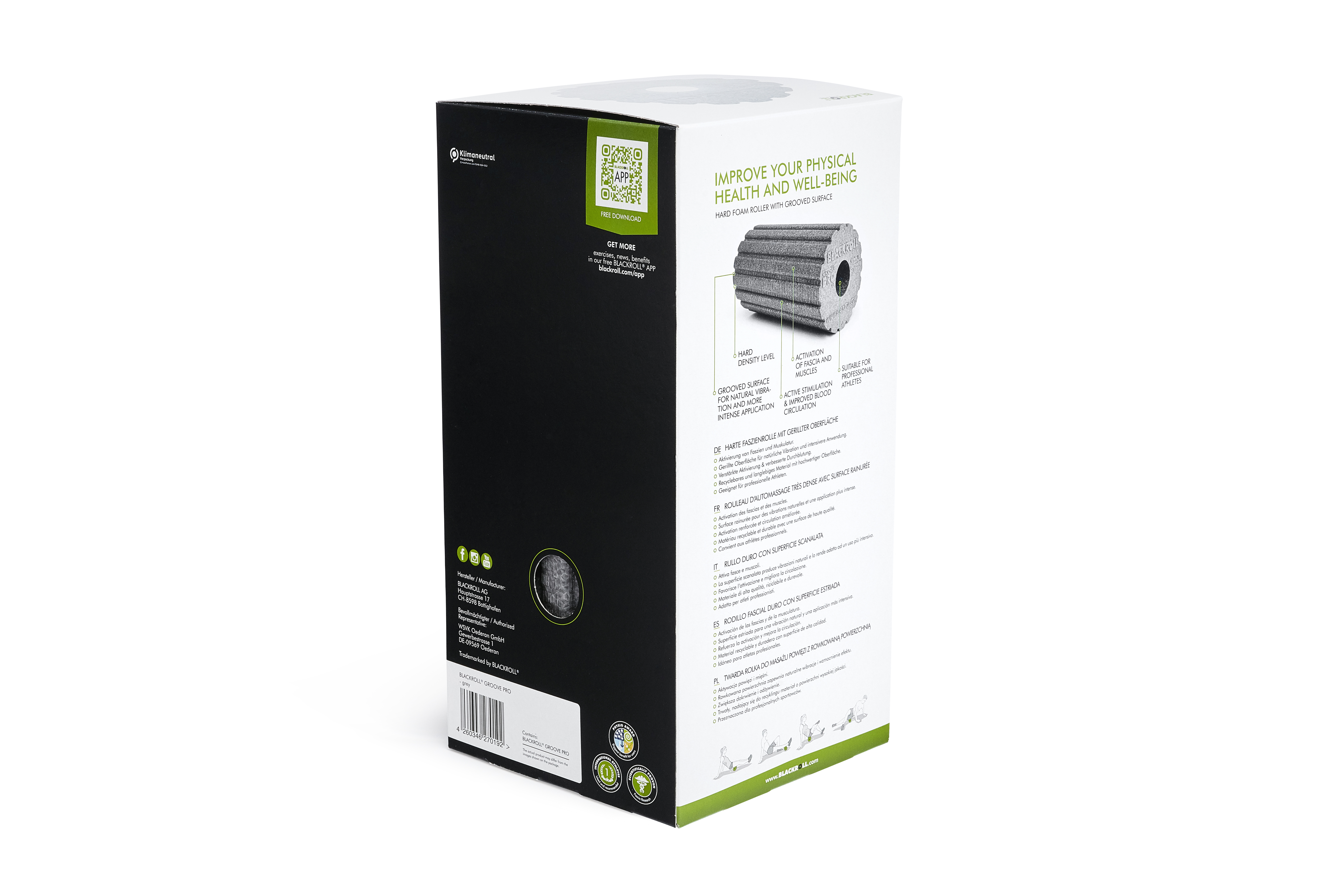 BLACKROLL® GROOVE PRO, ca. 30 x Ø 15 cm grau