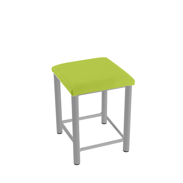 Therapiehocker eckig mit Verstärkung 50 cm | Silber | Grasgrün