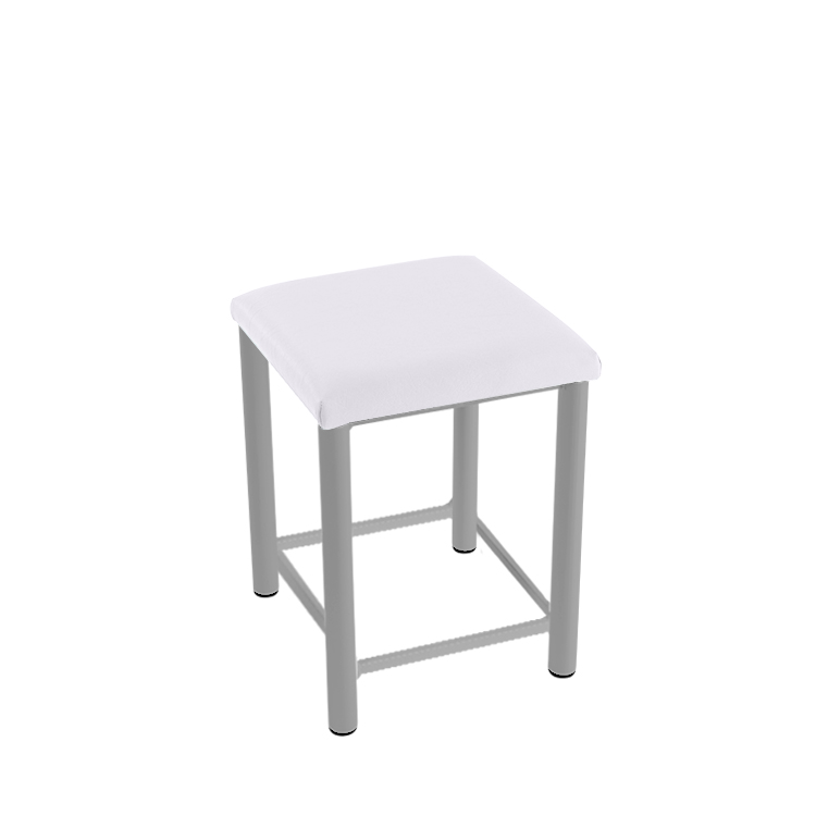 Therapiehocker eckig mit Verstärkung 50 cm | Silber | Weiß