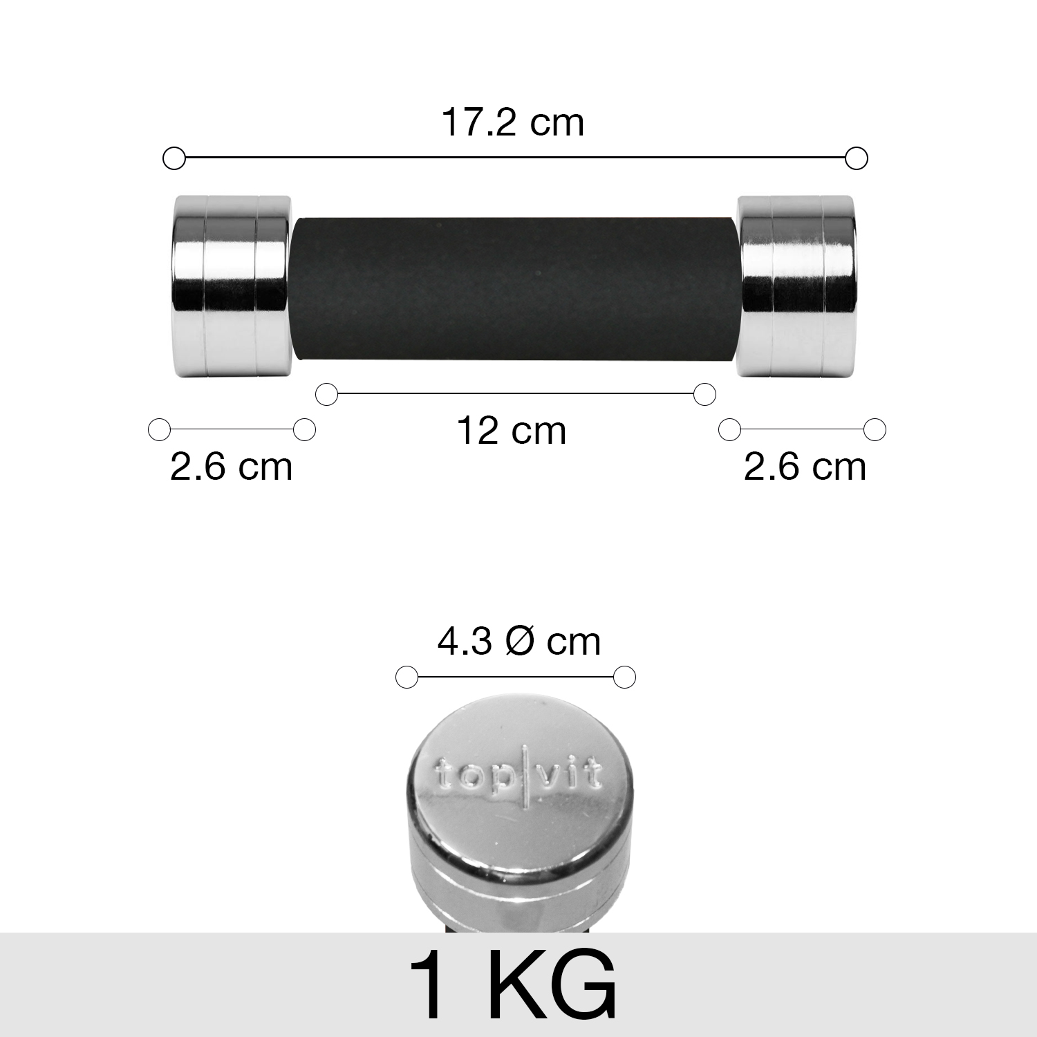top | vit® chrom.dumbbell 1,0 kg | Stück