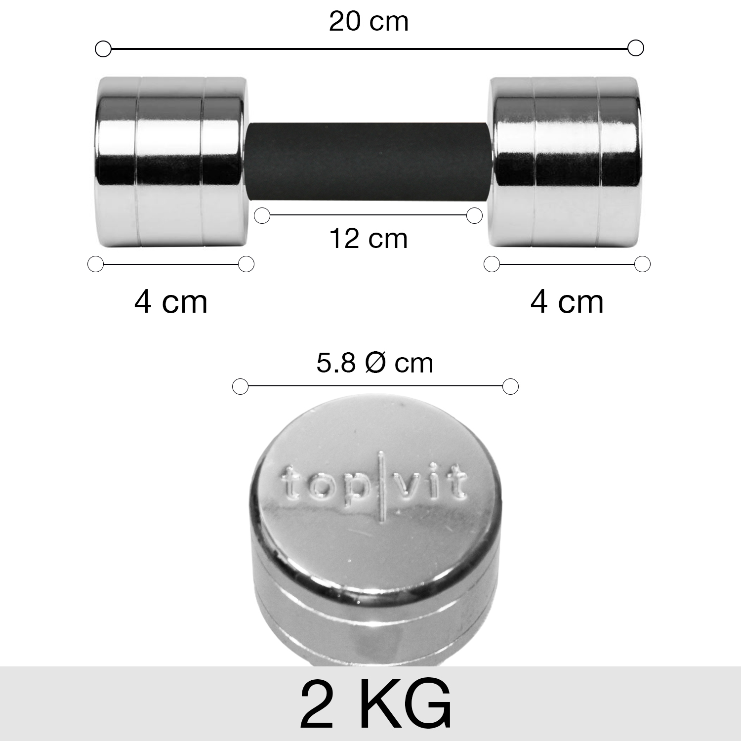 top | vit® chrom.dumbbell 2,0 kg | Stück