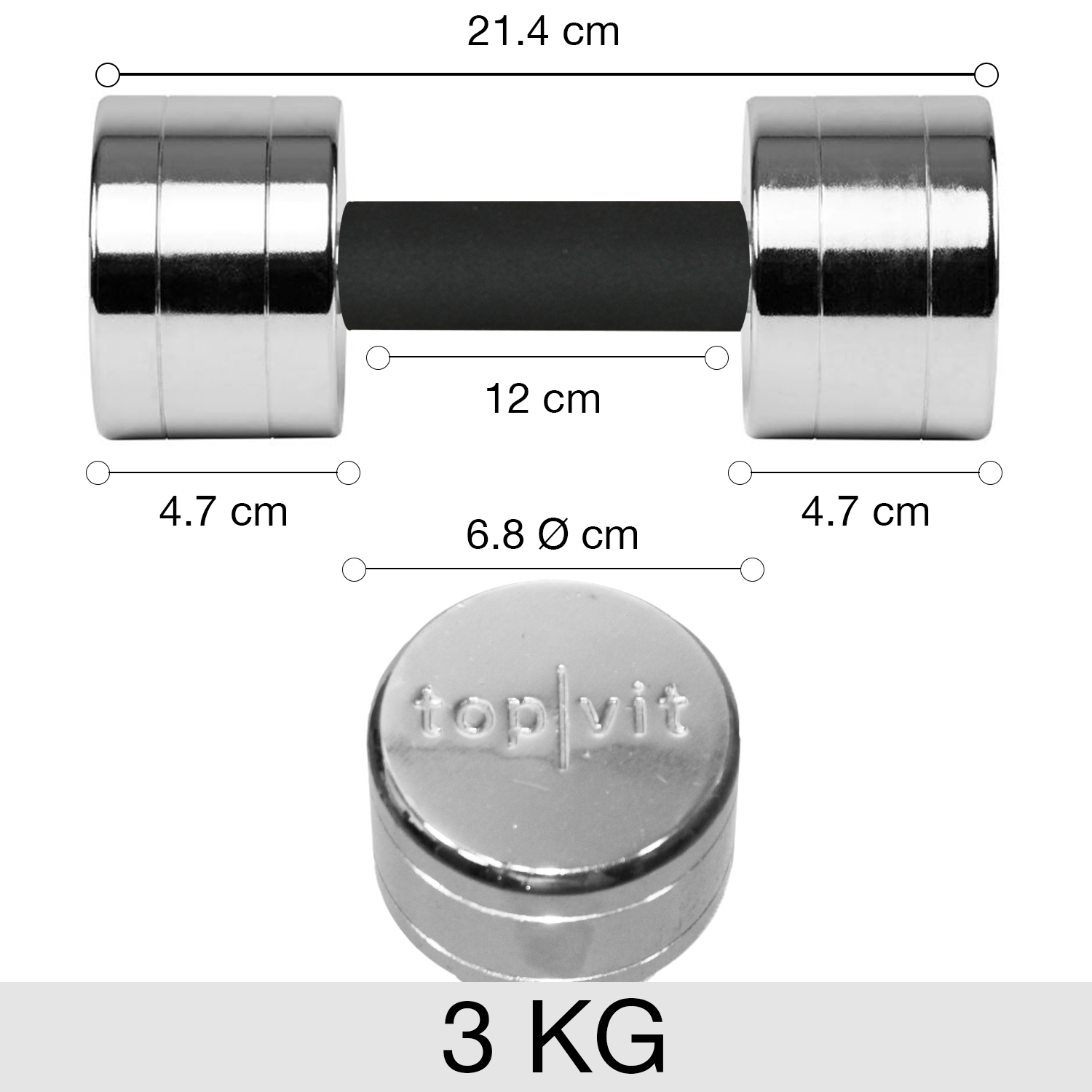 top | vit® chrom.dumbbell 3,0  kg | Stück