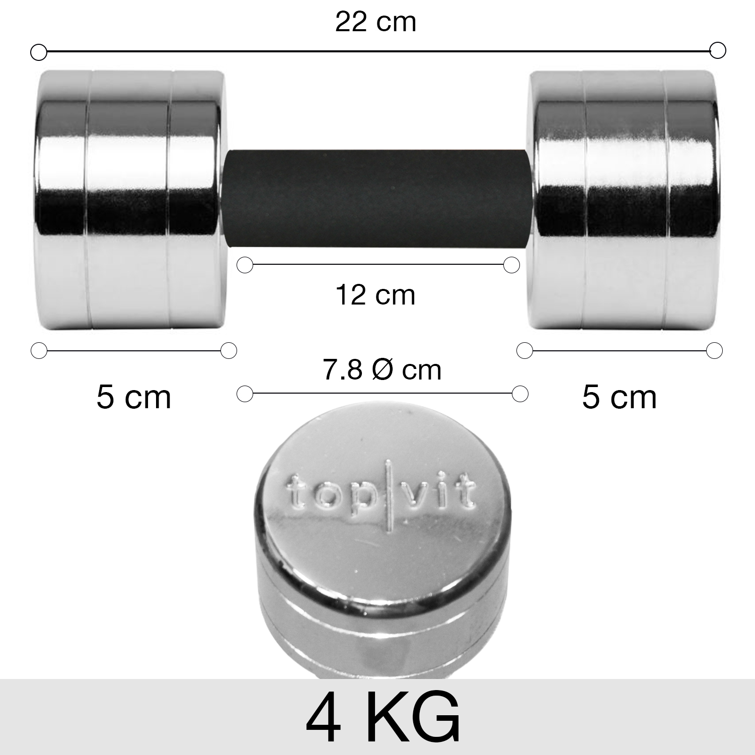 top | vit® chrom.dumbbell 4,0 kg | Stück
